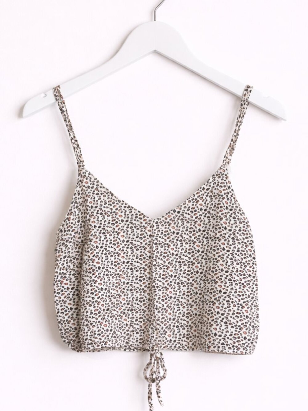 LA Hearts Tiny Heart Print White Cami V Neck Tie Front Crop Top